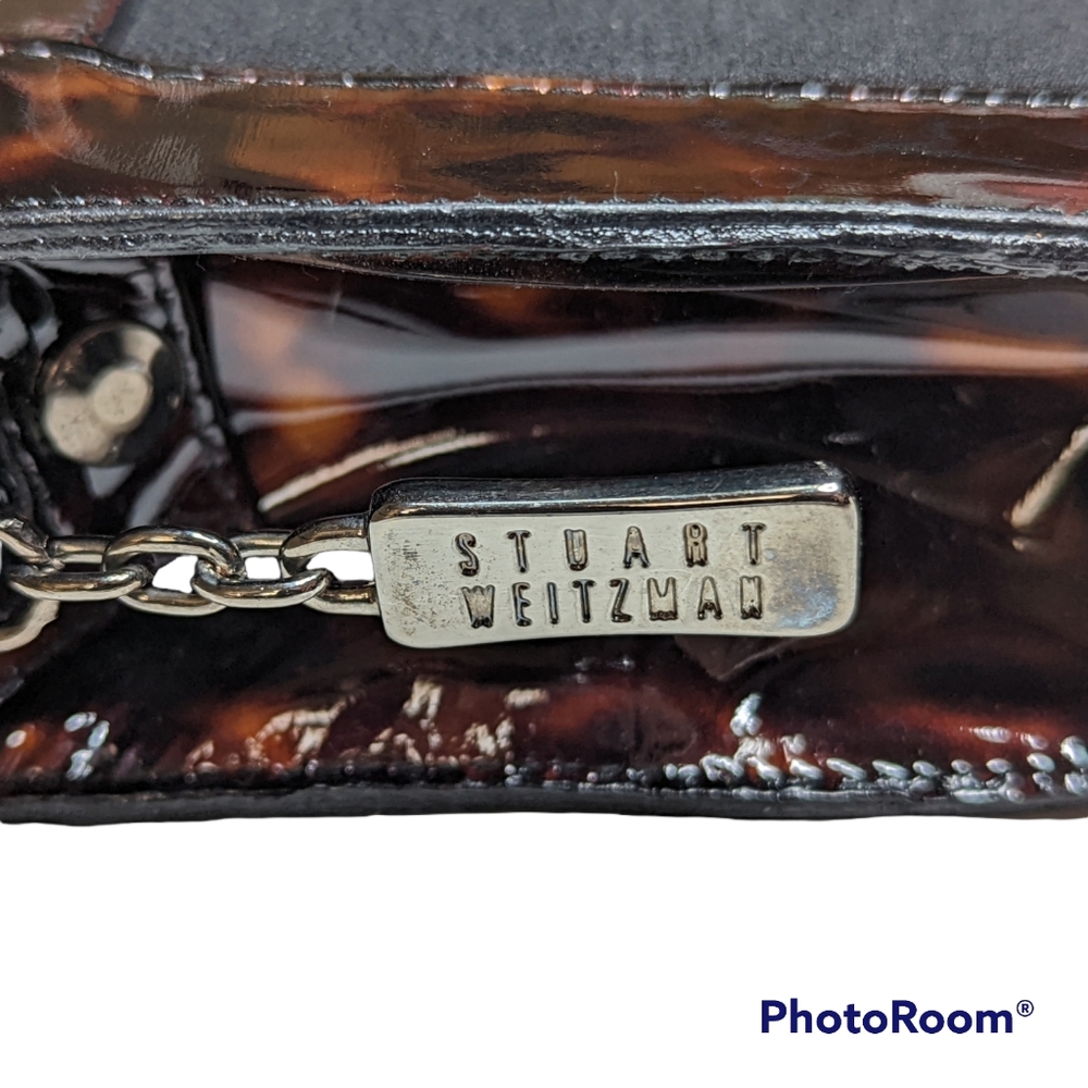 Stuart Weitzman Tortoise Brown Black Patent Leather Shoulder Bag A01 - Picture 4 of 14
